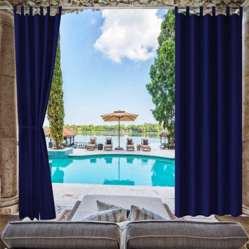 프로 Pro Space Privacy Outdoor Single Window Curtain Panel 50x120-Inch for Porch Patio Window Treatment Tab Top Blackout UV Ray Protected Waterproof Indoor Outdoor CurtainDrape