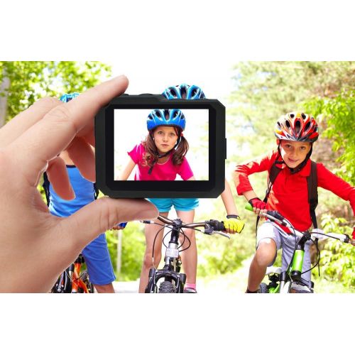 프로 PRO GEAR Gear Pro 360 Degree Sports Action Camera with LCD Screen, 1080p HD Panoramic Mini Camcorder Video Camera with Mount & Waterproof Case (Silver)