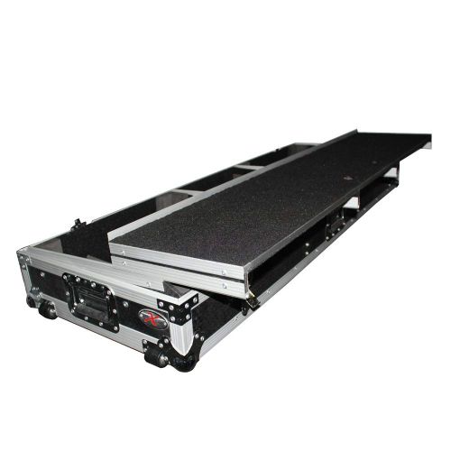 프로 Pro-X ProX XS-TMC1012-WLT-STND Coffin Flight Road Gig Ready DJ Case Designed to Fit 10-12 Mixer with Low Profile Wheels and Laptop Shelf Glide Style