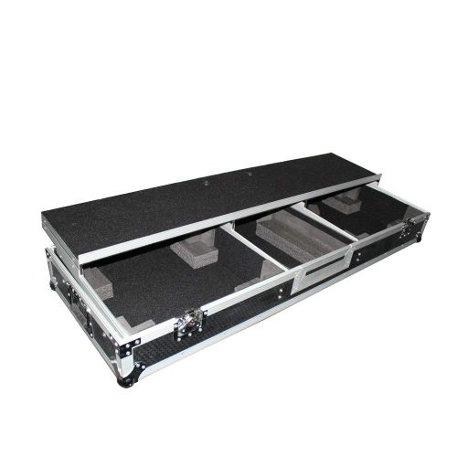 프로 Pro-X ProX XS-TMC1012-WLT-STND Coffin Flight Road Gig Ready DJ Case Designed to Fit 10-12 Mixer with Low Profile Wheels and Laptop Shelf Glide Style