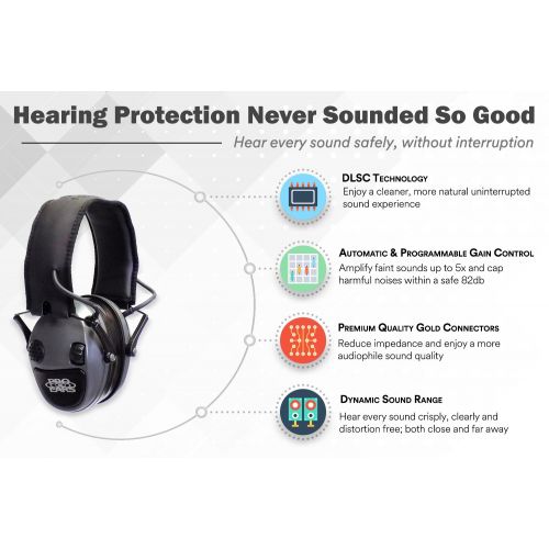 프로 Pro Ears Silver 22 PESILVER Electronic Hearing Protection & Amplification NRR 22 Electronic Earmuff Hearing Protector, Green