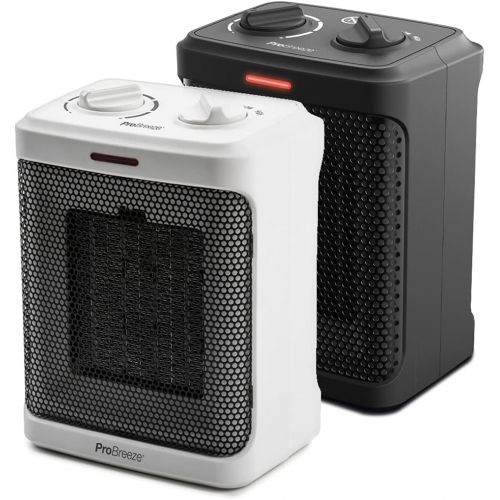 프로 Pro Breeze Space Heaters Black & White ? 1500W Electric Heaters with 3 Operating Modes and Adjustable Thermostat - Room Heaters for Bedroom, Home, Office and Under Desk