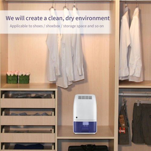 프로 Pro LESHP Mini Air Dehumidifier, 700ml Compact and Portable Whisper-quiet Dehumidifier Air Dryer 215 Sq FT for Home, Kitchen, Bedroom, Bathroom, Basement, Caravan, Office, Garage, Clos