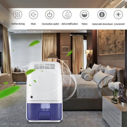 프로 Pro LESHP Mini Air Dehumidifier, 700ml Compact and Portable Whisper-quiet Dehumidifier Air Dryer 215 Sq FT for Home, Kitchen, Bedroom, Bathroom, Basement, Caravan, Office, Garage, Clos