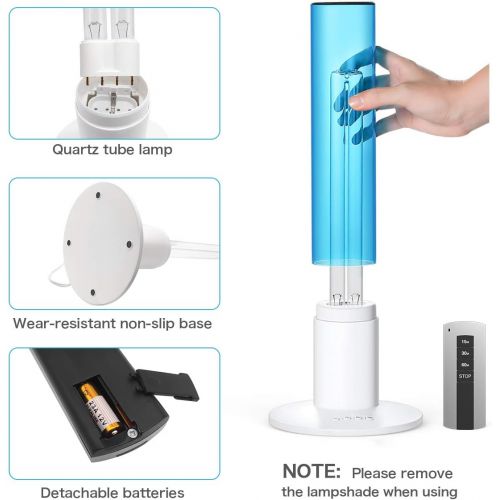  PROALLER UV Germicidal Lamp 36W Disinfection Quartz Lamp with Ozone Sterilization, Remote Control Timer 15 min/ 30 min / 1 Hour, Lamp Cover for Car Living Room Bedroom Household Kitchen Hot