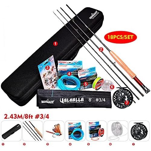  [아마존베스트]ProberoS Fly Fishing Rod and Reels Combo Fly Fishing Full Kit 4 Pieces Fly Rod Fly Reel with Travel Bag