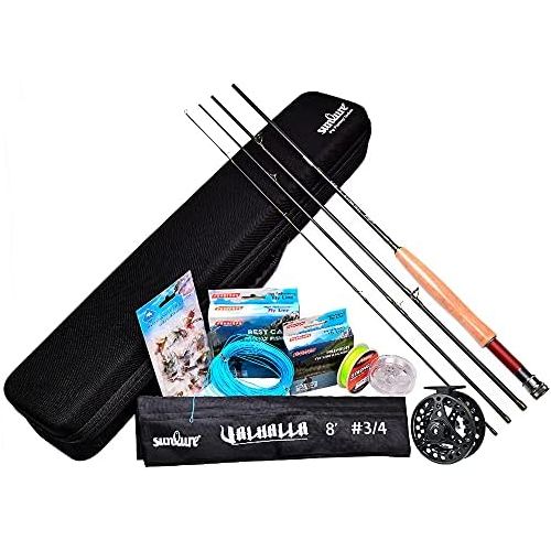  [아마존베스트]ProberoS Fly Fishing Rod and Reels Combo Fly Fishing Full Kit 4 Pieces Fly Rod Fly Reel with Travel Bag