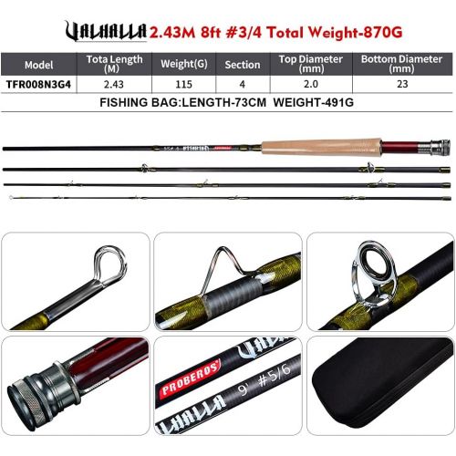  [아마존베스트]ProberoS Fly Fishing Rod and Reels Combo Fly Fishing Full Kit 4 Pieces Fly Rod Fly Reel with Travel Bag