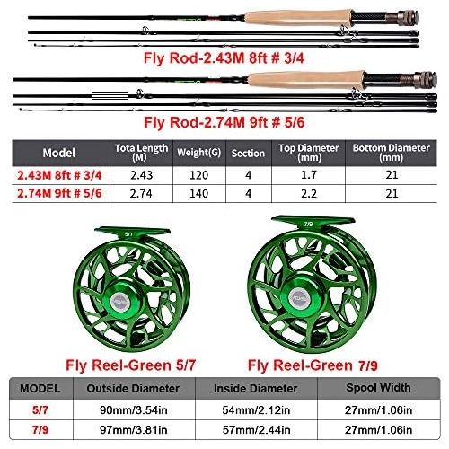  [아마존베스트]Proberos Fly Fishing Combo Fly Rod and Reels Complete Starter Pack with Case - Fly Fishing Complete Sets