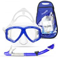 PRODIVE Premium Dry Top Snorkel Set - Impact Resistant Tempered Glass Diving Mask,Watertight and Anti-Fog Lens for Best Vision, Easy Adjustable Strap, Waterproof Gear Bag Included