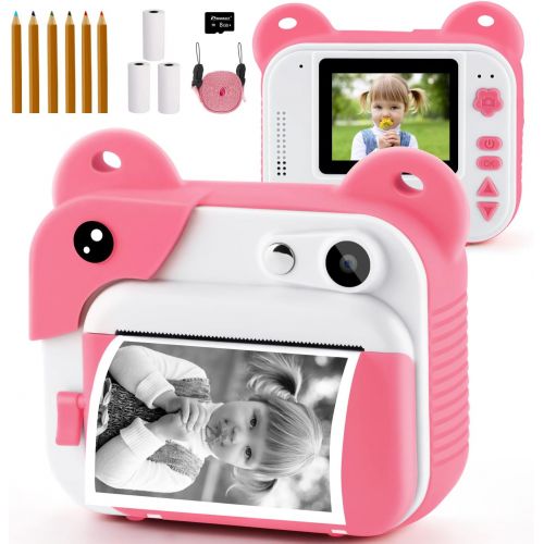  PROGRACE?Kids?Camera?Instant?Print?-?Kids?Digital?Video?Camera?Camcorder?Birthday?Gift?Girls?Toys?Toddler?Camera?8M