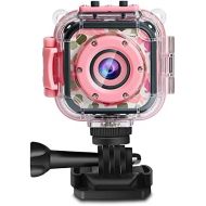 PROGRACE Children Kids Camera Waterproof Digital Video Camera HD Underwater Camera for Kids 1080P Camcorder DV Toddler Camera for Girls Birthday Holiday Gift Learn Camera Toy 1.77
