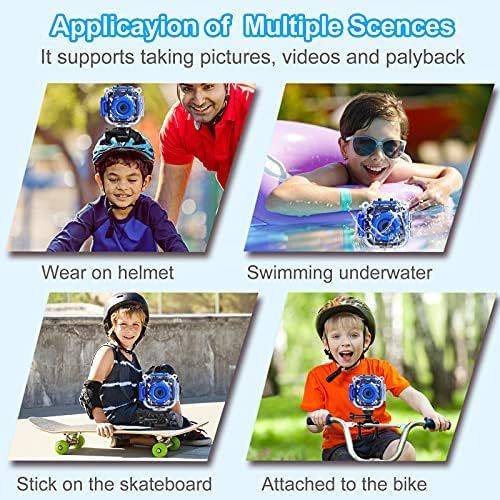  [Upgraded] PROGRACE Kids Waterproof Camera Action Video Digital Camera 1080 HD Camcorder for Boys Toys Gifts Build-in Game(Blue)