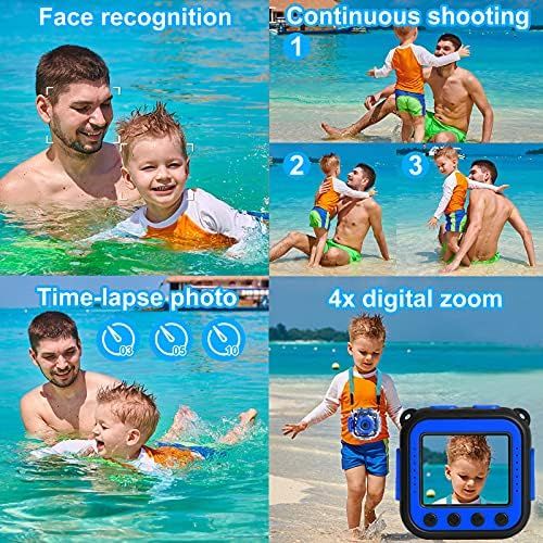  [Upgraded] PROGRACE Kids Waterproof Camera Action Video Digital Camera 1080 HD Camcorder for Boys Toys Gifts Build-in Game(Blue)