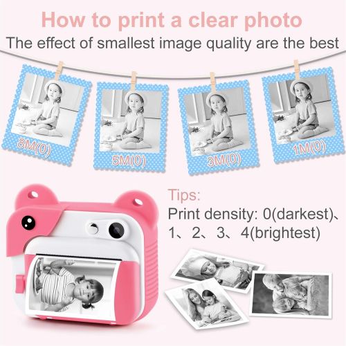  [아마존베스트]PROGRACE Kids Print Camera Instant Print Camera for Kids Travel Learning Birthday Gift Portable Digital Creative Print Camera for Boys Zero Ink Kids Camera Toy Toddler Camera with