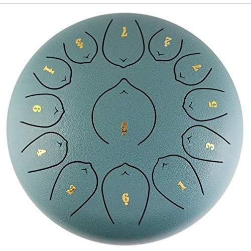  [아마존베스트]PROMISE-YZ 2 Generation Steel Tongue Drum, 12 Inches, 13 Tone Lotus Drum, Hand Pan Drum, with Drum Beaters, Carry Bag, Finger Pads, Sound Stickers, Percussion Instrument, Steel Pan (Cyan)