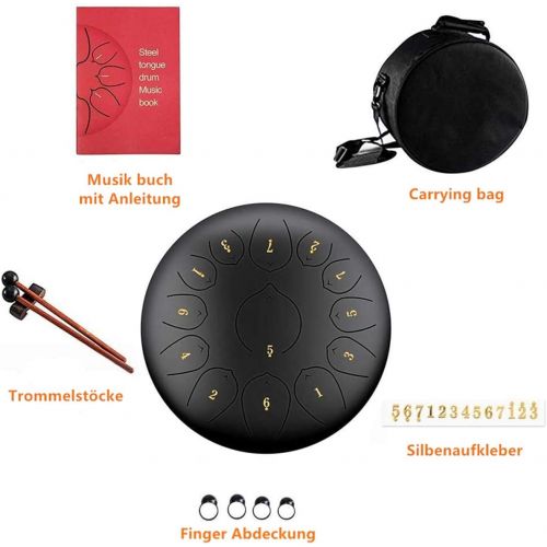  [아마존베스트]PROMISE-YZ 2 Generation Steel Tongue Drum, 12 Inches, 13 Tone Lotus Drum, Hand Pan Drum, with Drum Beaters, Carry Bag, Finger Pads, Sound Stickers, Percussion Instrument, Steel Pan (Cyan)