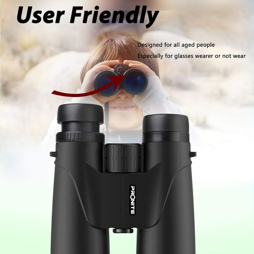  [아마존베스트]PRONITE 12X42 Binoculars for Adults - Compact HD Binoculars for Bird Watching, Travel Hunting Football - BAK4 Prism FMC Lens with Large View Eyepiece & Clear Dim Light Vision & Low