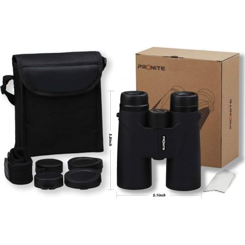  [아마존베스트]PRONITE 12X42 Binoculars for Adults - Compact HD Binoculars for Bird Watching, Travel Hunting Football - BAK4 Prism FMC Lens with Large View Eyepiece & Clear Dim Light Vision & Low