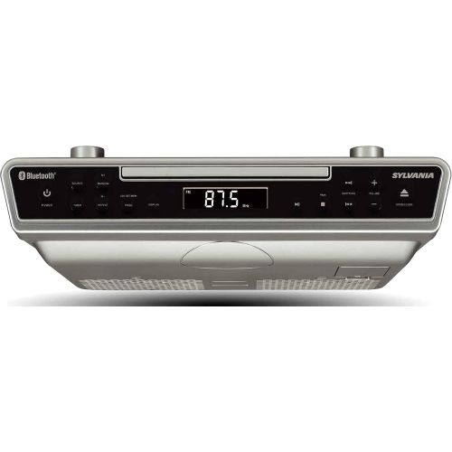  [아마존베스트]LEDVANCE SYLVANIA SKCR2713 Under Counter CD Player with Radio and Bluetooth, Silver