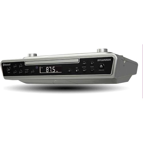  [아마존베스트]LEDVANCE SYLVANIA SKCR2713 Under Counter CD Player with Radio and Bluetooth, Silver