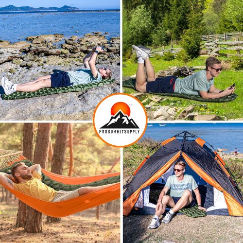  PROSUMMITSUPPLY Sleeping Pad for Camping ? 73 x 22.5 x 2.2, 20D Ripstop Nylon Waterproof and Lightweight Inflatable Camping Pad with Carry Pouch and 2 Repair Patches