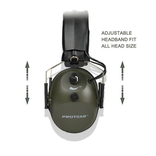  PROTEAR Electronic Single Microphone Shooting Range Gear Hunting Earmuff Sound Enhancement Hearing Protector-NRR 24dB Army Green