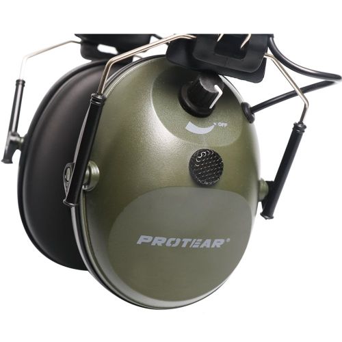  PROTEAR Electronic Single Microphone Shooting Range Gear Hunting Earmuff Sound Enhancement Hearing Protector-NRR 24dB Army Green