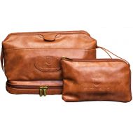 PROTRAVELONE Protravelone Men’s Cosmetic Travel Bag  Premium Pu Leather Toiletry Bag  Mens Dopp Kit  Toiletries Bag For Men  Extra Spacious Yet Minimalistic Men’s Bag For Toiletries  Mens