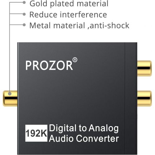  [아마존베스트]PROZOR Digital to Analog Converter DAC Digital SPDIF Optical to Analog L/R RCA Converter Toslink Optical to 3.5mm Jack Audio Adapter for PS3 Xbox HD DVD PS4 Amps Apple TV Home Cine