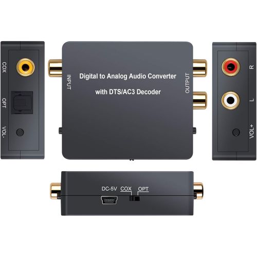 [아마존베스트]PROZOR Digital to Analog Audio Converter with Dolby Decoder Optical to 3.5mm Optical Out to RCA DTS DAC Decode Converter Optical/SPDIF/Toslink/Coaxial/Dolby/DTS/PCM/5.1CH to 2CH An