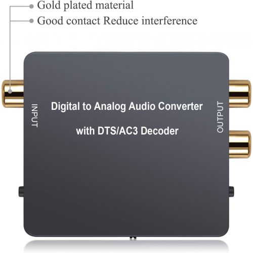  [아마존베스트]PROZOR Digital to Analog Audio Converter with Dolby Decoder Optical to 3.5mm Optical Out to RCA DTS DAC Decode Converter Optical/SPDIF/Toslink/Coaxial/Dolby/DTS/PCM/5.1CH to 2CH An