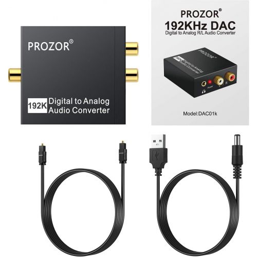  PROZOR 192KHz Digital to Analog Audio Converter DAC Digital SPDIF Optical to Analog L/R RCA Converter Toslink Optical to 3.5mm Jack Adapter for PS3 HD DVD PS4 Amp Apple TV Home Cin