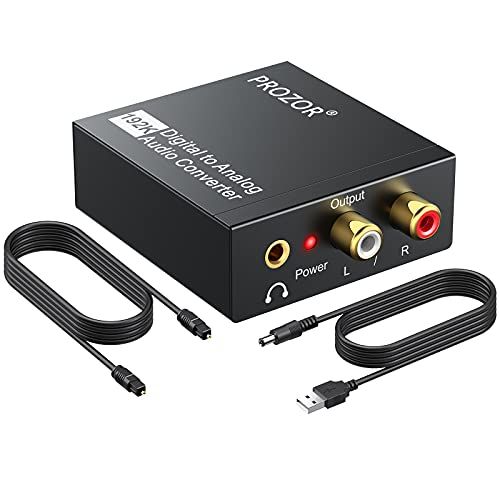  [아마존베스트]PROZOR 192KHz Digital to Analog Audio Converter DAC Digital SPDIF Optical to Analog L/R RCA Converter Toslink Optical to 3.5mm Jack Adapter for PS3 HD DVD PS4 Amp Apple TV Home Cin