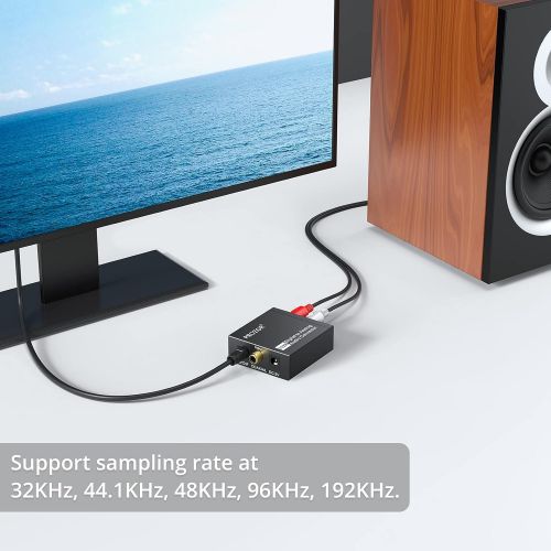  [아마존베스트]PROZOR 192KHz Digital to Analog Audio Converter DAC Digital SPDIF Optical to Analog L/R RCA Converter Toslink Optical to 3.5mm Jack Adapter for PS3 HD DVD PS4 Amp Apple TV Home Cin