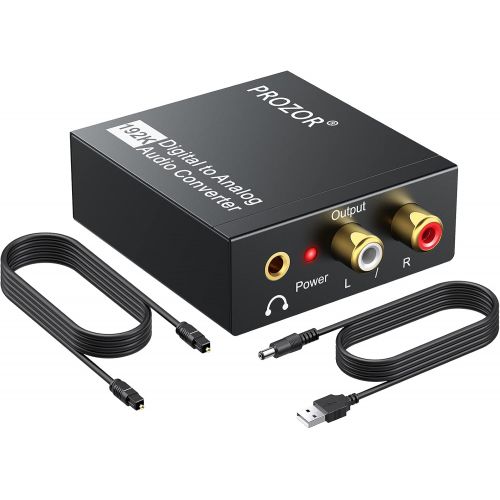  [아마존베스트]PROZOR 192KHz Digital to Analog Audio Converter DAC Digital SPDIF Optical to Analog L/R RCA Converter Toslink Optical to 3.5mm Jack Adapter for PS3 HD DVD PS4 Amp Apple TV Home Cin