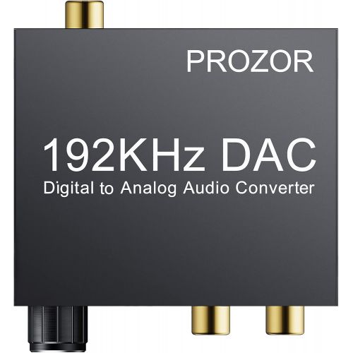  [아마존베스트]PROZOR Digital to Analog Converter 192kHz DAC Supports Volume Control Digital Coaxial SPDIF Toslink to Analog Stereo L/R RCA 3.5mm Jack Audio Adapter for PS3 HD DVD PS4 Home Cinema