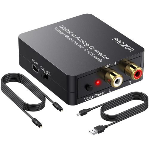  [아마존베스트]PROZOR Digital to Analog Audio Converter Support Dolby/DTS Decoder, Optical Out to RCA DAC Decoder, Optical to 3.5mm Converter, Optical/SPDIF/Toslink/Coaxial/DTS/PCM/5.1CH to 2CH A