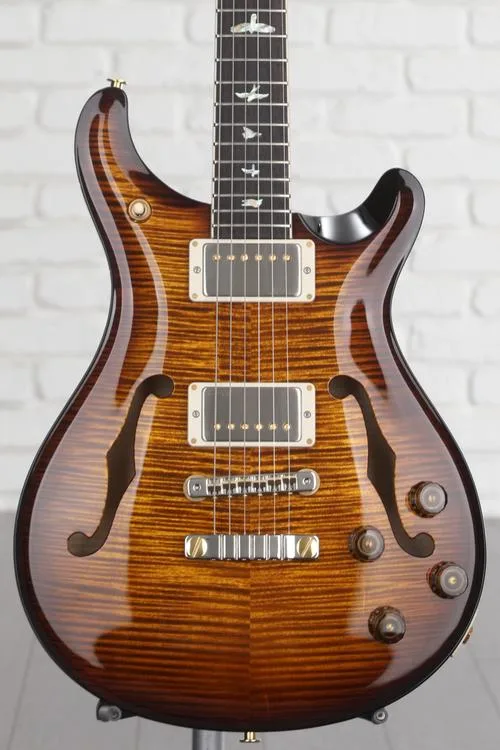 PRS McCarty 594 Hollowbody II Electric Guitar - Black Gold Burst 10-Top