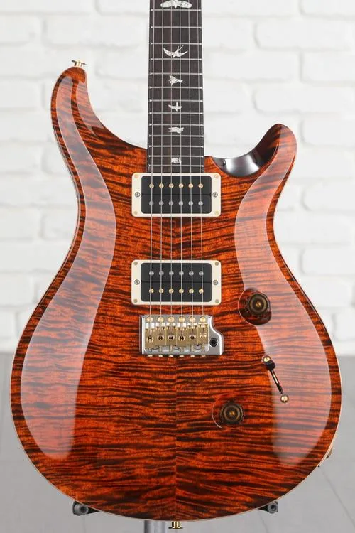 PRS Custom 24 Electric Guitar with Pattern Thin Neck - Orange Tiger 10-Top