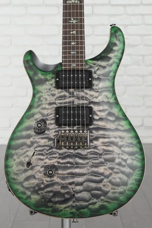 PRS Wood Library Custom 24 Left-handed Electric Guitar - Charcoal Jade Burst, 10-Top