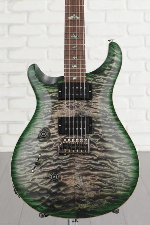 PRS Wood Library Custom 24 Left-handed Electric Guitar - Charcoal Jade Burst, 10-Top Demo