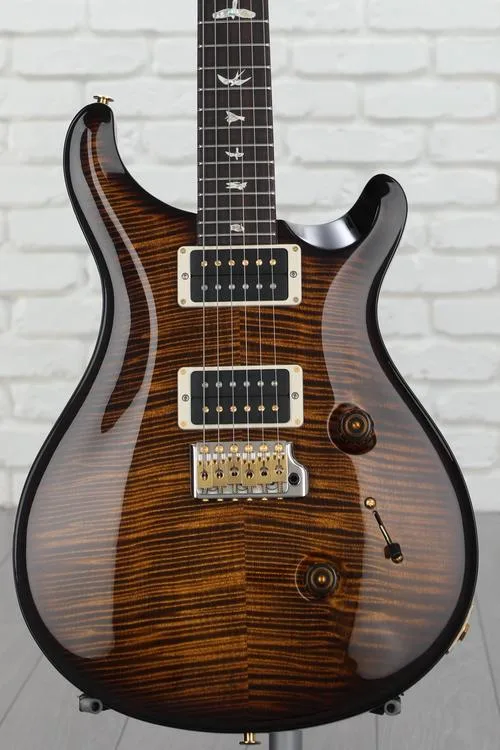 PRS Custom 24 Electric Guitar with Pattern Thin Neck - Black Gold Wrap Burst 10-Top