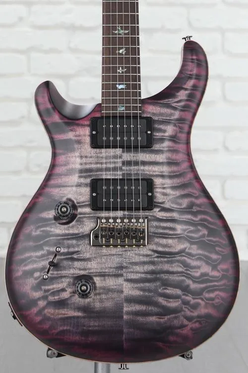 PRS Wood Library Custom 24 Left-handed Electric Guitar - Satin Charcoal Purple Burst