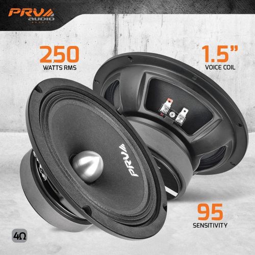 PRV AUDIO 8 Inch Midrange Speaker 8MR500-4 Bullet, 500 Watts Program Power, 4 Ohm, 1.5 in Voice Coil Bullet Speakers for Car Audio Door Louspeaker (Single)