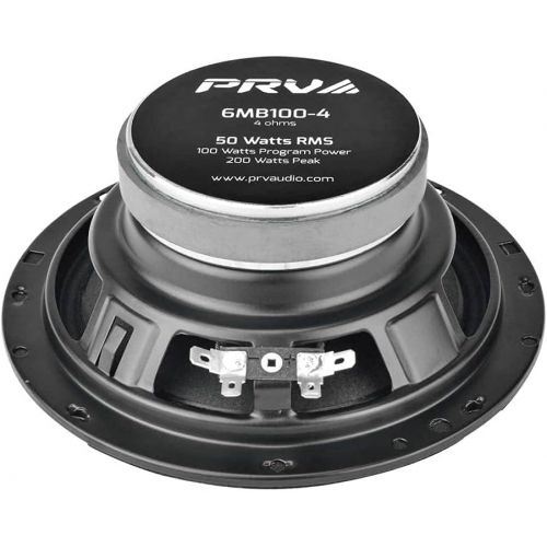  PRV AUDIO 6MB100-4 Pair of 6.5 Inch Midbass Speaker for Pro Car Audio, 4 Ohm, 50 Watts RMS Power, 200 Watts Max Power Mid Bass Factory Replacement Loudspeaker (Pair)