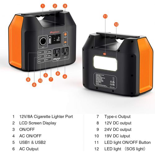  [아마존 핫딜] [아마존핫딜]PRYMAX Portable Power Station, 300W Solar Generator 2019 Updated 298Wh CPAP Backup Battery Pack with LED Flashlight,110V/300W Pure Sine Wave,AC Outlet, QC3.0 USB,for Outdoors Campi