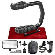 PS Sevenoak MicRig Universal Video Grip Handle Stabilizer w/Integrated Stereo Microphone, Windscreen + LED Light, Shoe Extender Bracket for DSLR Cameras, iPhone/Android Smartphones &