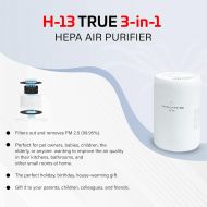 PS KOREA TWIN CARE MINI Air Purifier, Desktop Air Filter Cleaner with 3-in-1 True HEPA Filter for Car, Bedroom, Kitchen, and Bathroom, Table or Car Air purifiers, Dual Motor, Twin Fan, Thre