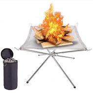 PSFF Folding Campfire Stand, Outdoor Camping Wood Stove, Outdoor Dining Barbecues Smokers Freestanding Charcoal BBQ Grill